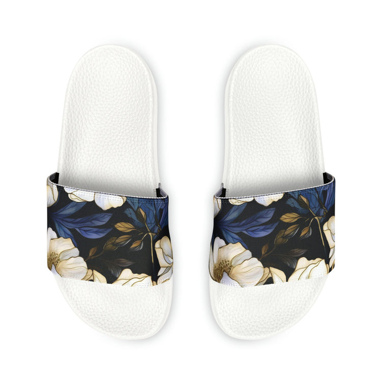 hippieartzone - White Flower Slides Women's Flower Slides Flower Sandals for Women Cute Summer Slides Cute Summer Sandals Summer Flip-Flops
