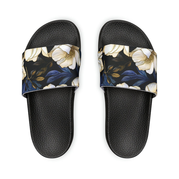 hippieartzone - White Flower Slides Women's Flower Slides Flower Sandals for Women Cute Summer Slides Cute Summer Sandals Summer Trip Flip-Flops