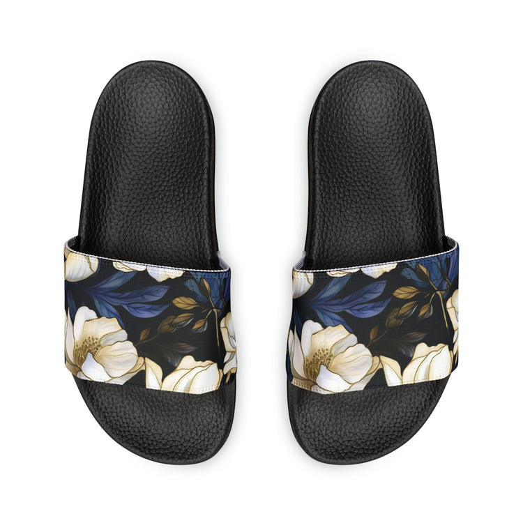 hippieartzone - White Flower Slides Women's Flower Slides Flower Sandals for Women Cute Summer Slides Cute Summer Sandals Summer Trip Flip-Flops