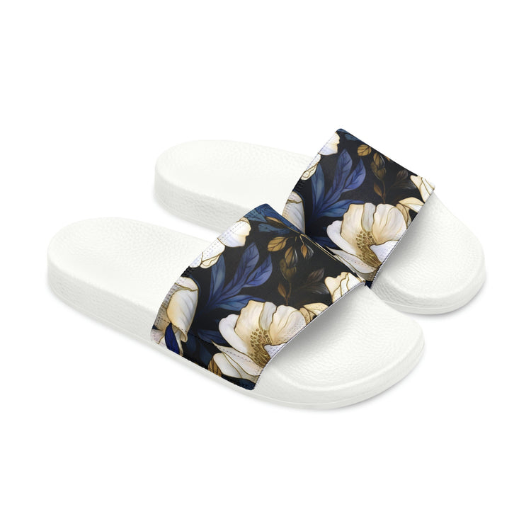 hippieartzone - White Flower Slides Women's Flower Slides Flower Sandals for Women Cute Summer Slides Cute Summer Sandals Summer Flip-Flops
