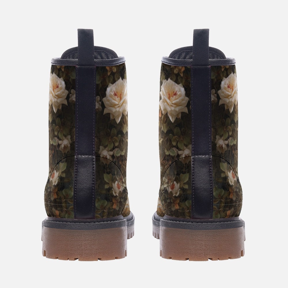 Hippie Art Zone - Painted Roses Casual Leather Lightweight Boots
