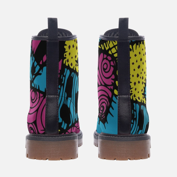 Hippie Art Zone - Patchworks Goth, Goblincore, Woodland, Witchcore, Faecore, Boho Combat Boots For Hippies