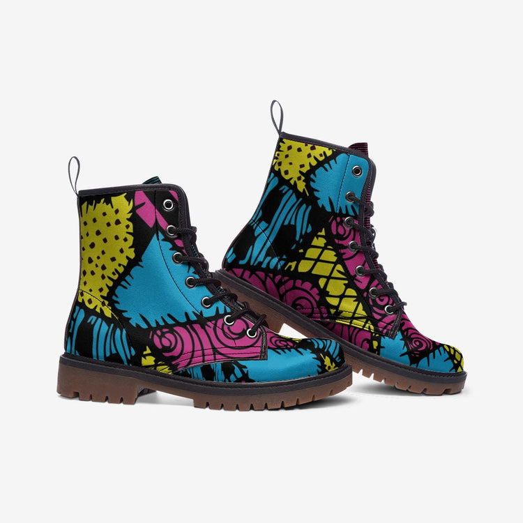 Hippie Art Zone - Patchworks Goth, Goblincore, Woodland, Witchcore, Faecore, Boho Combat Boots For Hippies