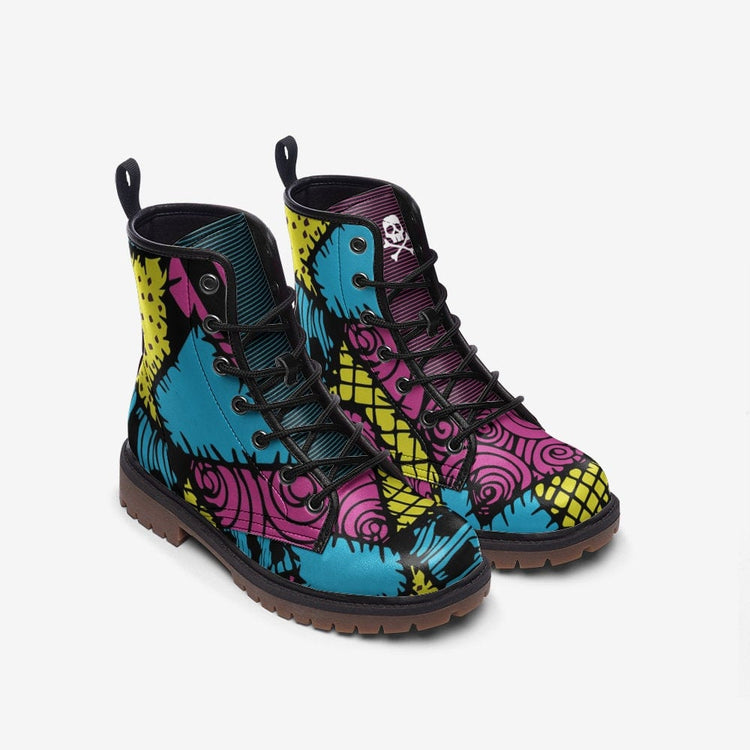 Hippie Art Zone - Patchworks Goth, Goblincore, Woodland, Witchcore, Faecore, Boho Combat Boots For Hippies