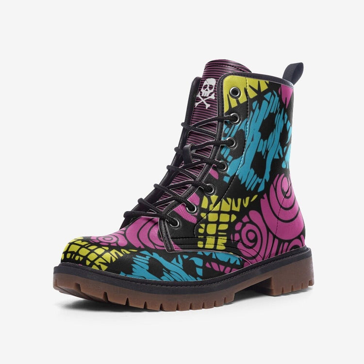 Hippie Art Zone - Patchworks Goth, Goblincore, Woodland, Witchcore, Faecore, Boho Combat Boots For Hippies