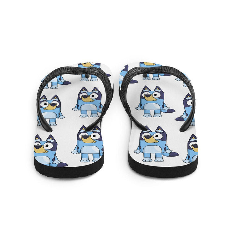 hippieartzone - Blue Dog Cartoon Flip-Flops
