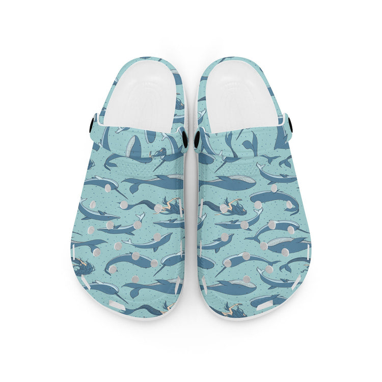 hippieartzone - Blue Whale Mermaid Clogs for Men and Women