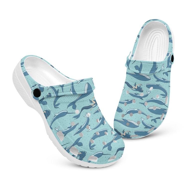 hippieartzone - Blue Whale Mermaid Clogs for Men and Women