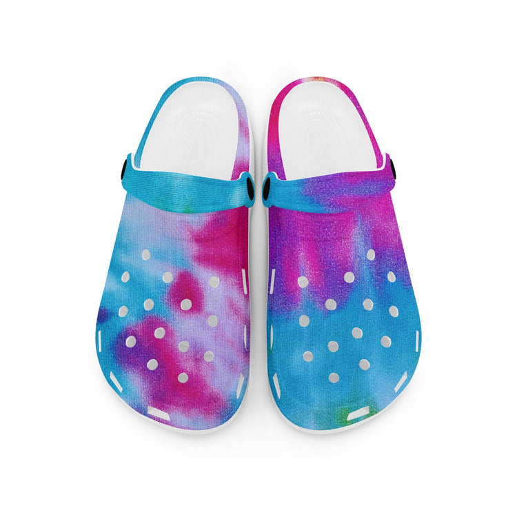 hippieartzone - Blue and Purple Tie Dye Clogs for Men and Women