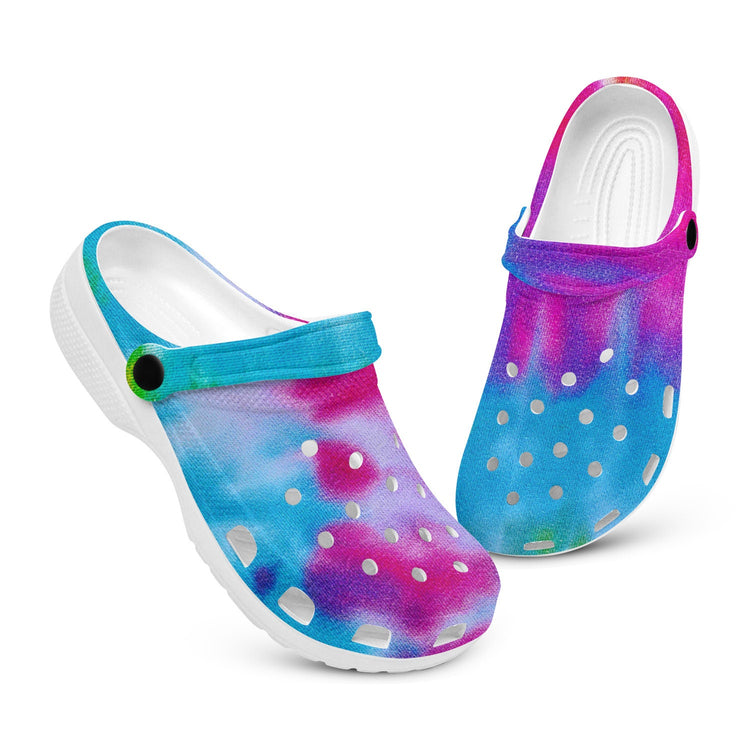 hippieartzone - Blue and Purple Tie Dye Clogs for Men and Women