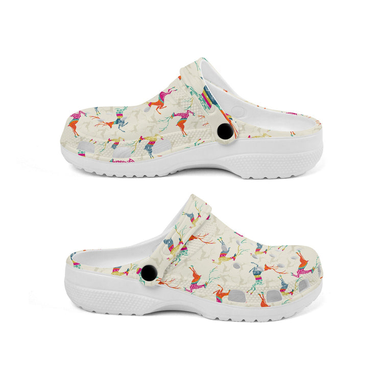 hippieartzone - Artistic Deer Animal Clogs for Men and Women
