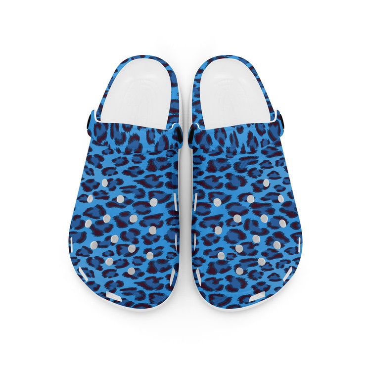 hippieartzone - Blue Leopard Animal Clogs for Men and Women