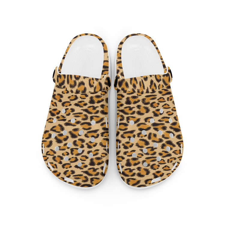 hippieartzone - Brown Leopard Skin Clogs for Men and Women