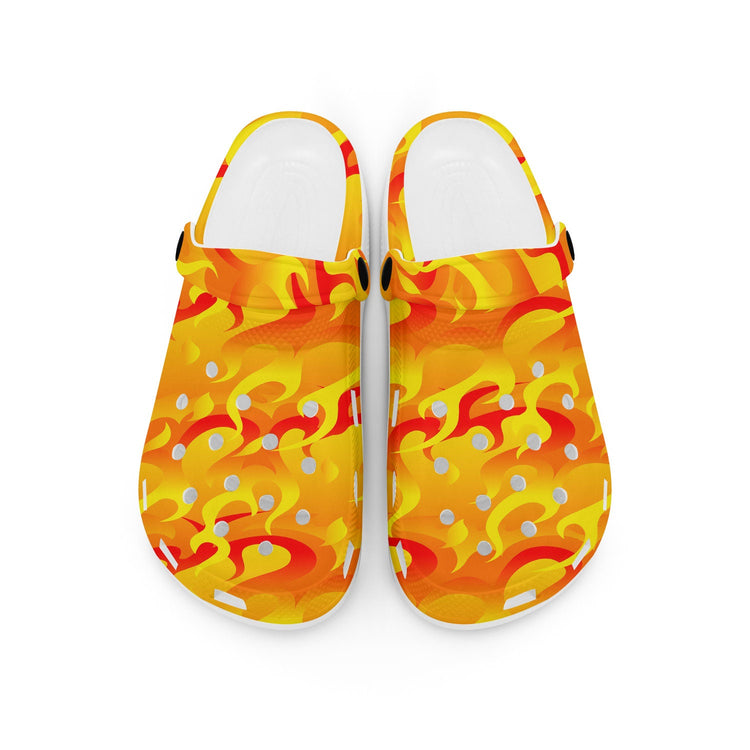hippieartzone - Hot Flames Fire Clogs for Men and Women