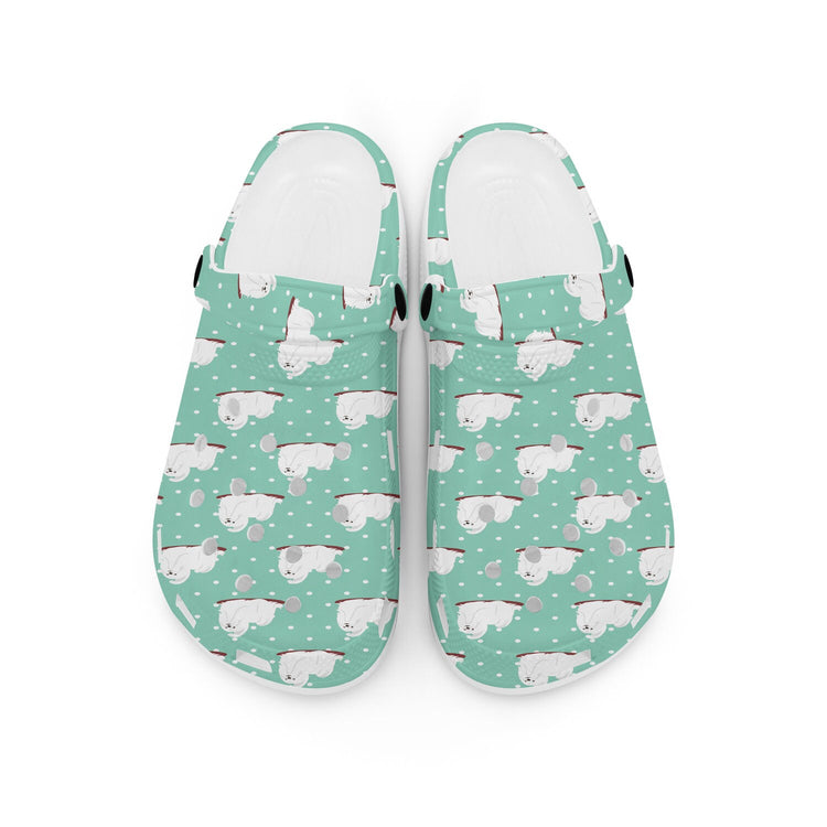 hippieartzone - Polka Maltese Dog Clogs for Men and Women