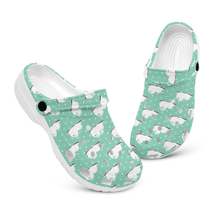 hippieartzone - Polka Maltese Dog Clogs for Men and Women