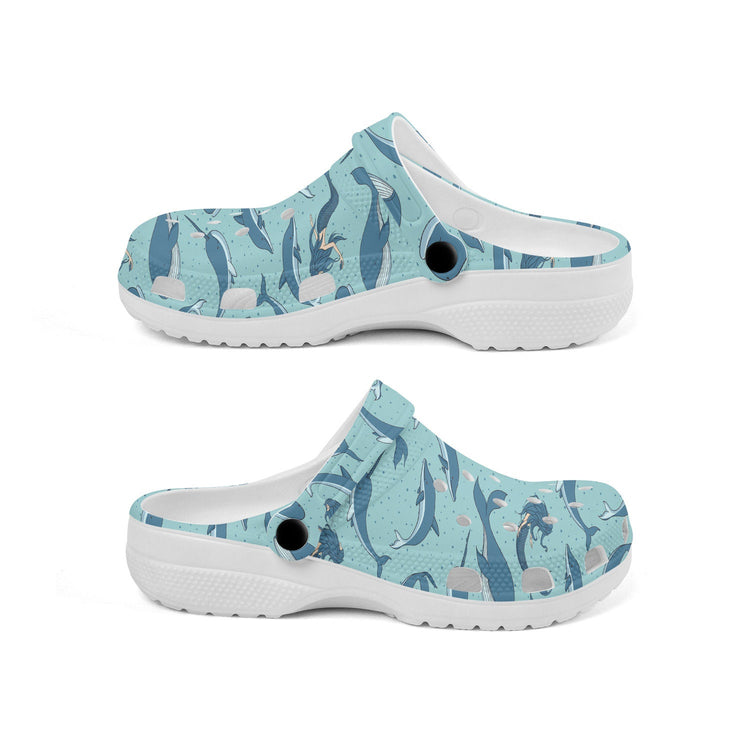 hippieartzone - Blue Whale Mermaid Clogs for Men and Women