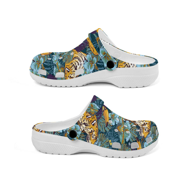hippieartzone - Floral Tigers Animal Clogs for Men and Women