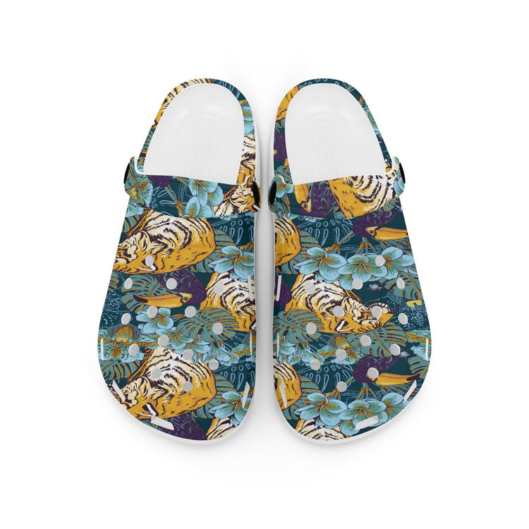 hippieartzone - Floral Tigers Animal Clogs for Men and Women