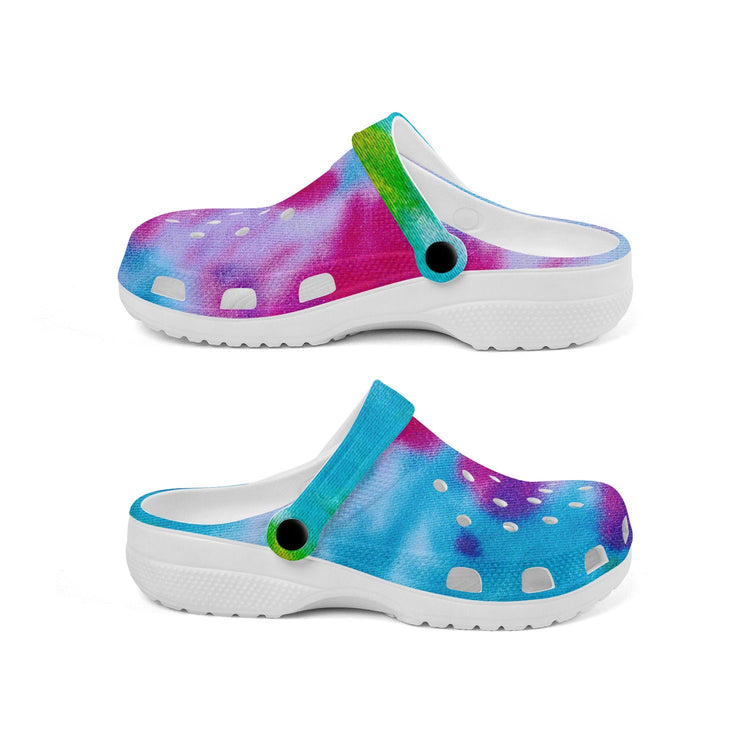 hippieartzone - Blue and Purple Tie Dye Clogs for Men and Women