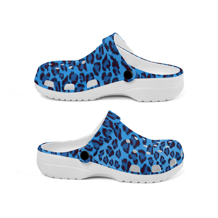 hippieartzone - Blue Leopard Animal Clogs for Men and Women