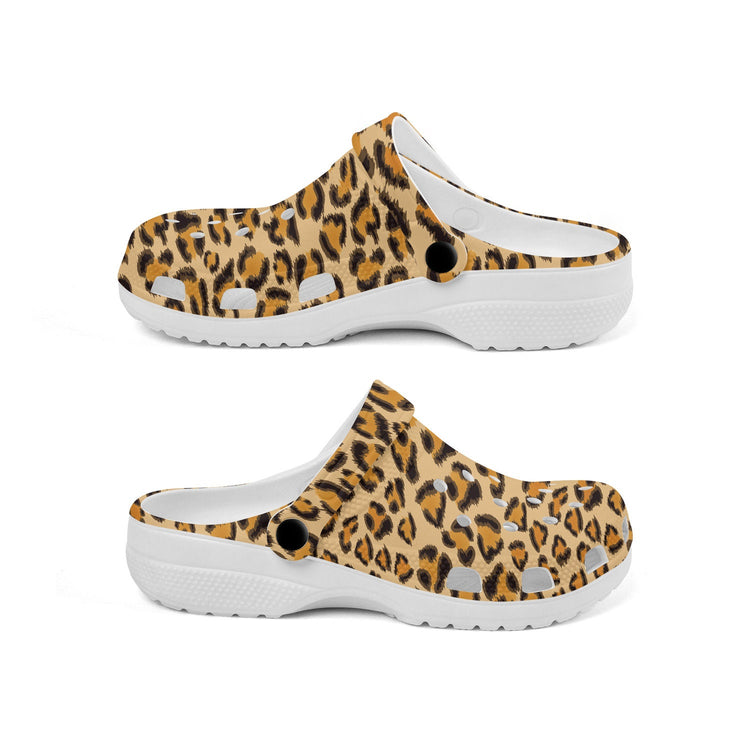 hippieartzone - Brown Leopard Skin Clogs for Men and Women