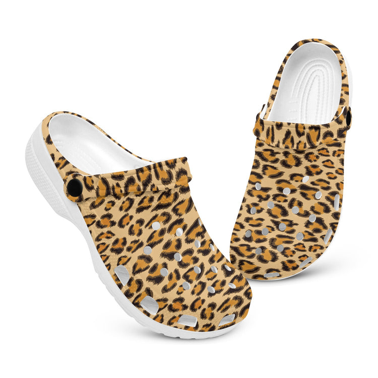 hippieartzone - Brown Leopard Skin Clogs for Men and Women