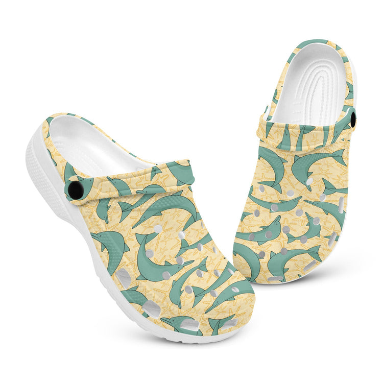 hippieartzone - Green Dolphin Animal Clogs for Men and Women