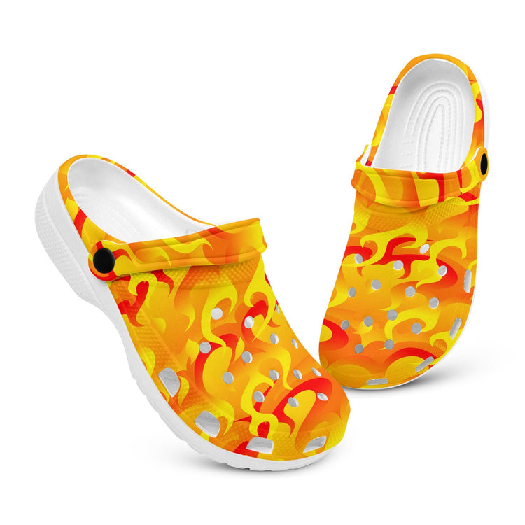 hippieartzone - Hot Flames Fire Clogs for Men and Women