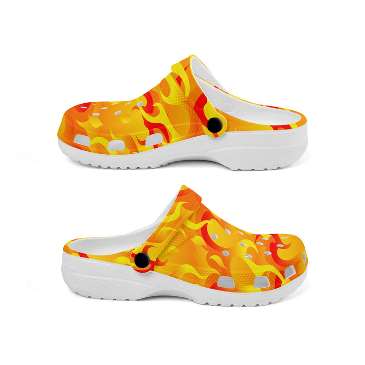 hippieartzone - Hot Flames Fire Clogs for Men and Women
