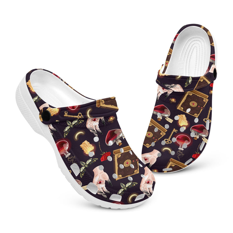 hippieartzone - Potion and Magic Book Gothic Clogs for Men and Women, printed clogs, ,
