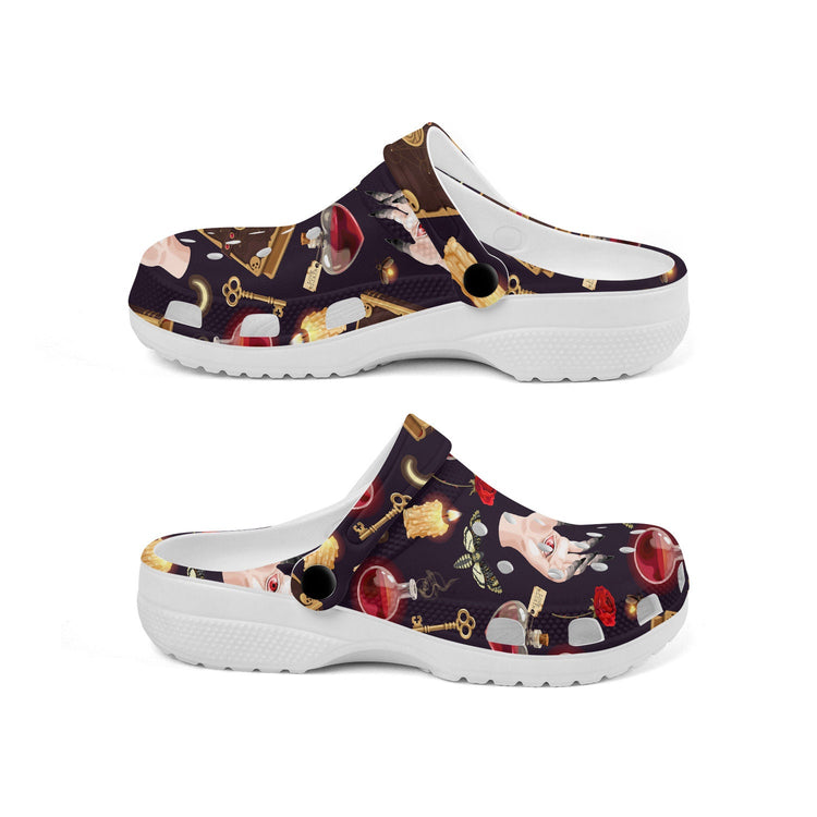 hippieartzone - Potion and Magic Book Gothic Clogs for Men and Women, printed clogs, ,