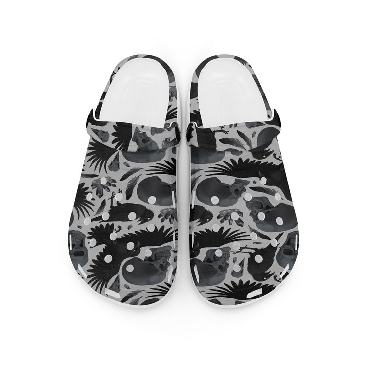 hippieartzone - Raven Skull Crystal Gothic Clogs for Men and Women, printed clogs, ,