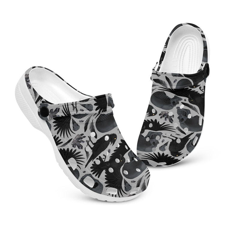 hippieartzone - Raven Skull Crystal Gothic Clogs for Men and Women, printed clogs, ,