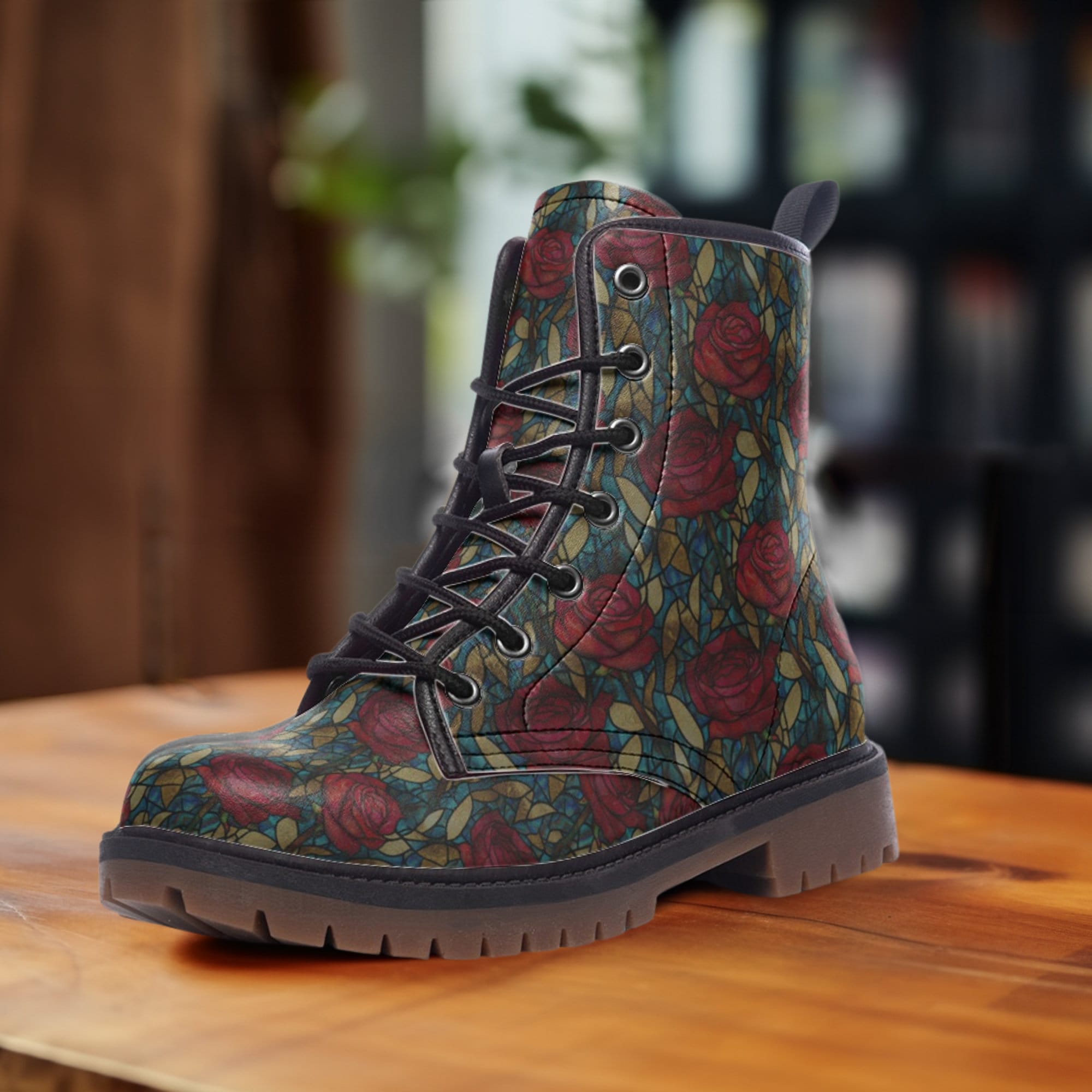 Hippie Art Zone - Stained Glass Roses Boots.