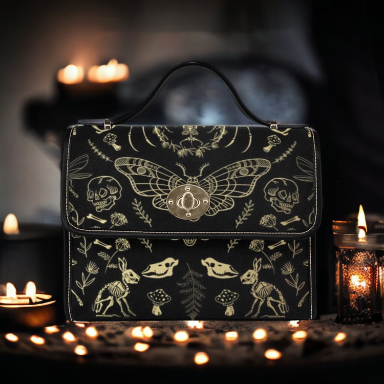 Cottagecore Forest Animal Bones Witchy Satchel Handbag For Boho Hippie