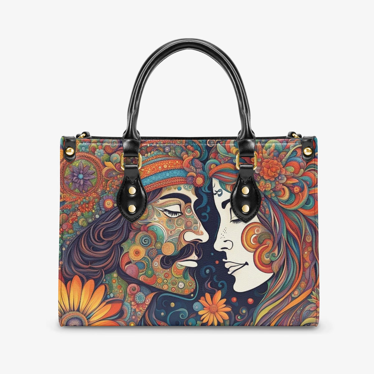 Flower Power Art Hippie Couple Crossbody Bag For Boho Style