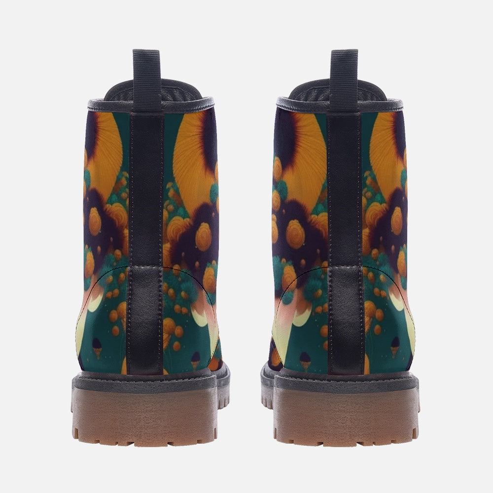 Hippie Art Zone - Hidden Eyes Girl on Leather Lightweight Boots for Hippies