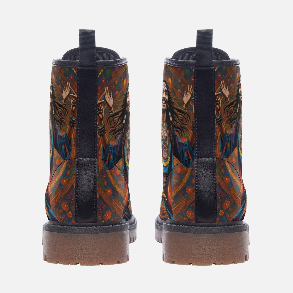 Hippie Art Zone - Joyful Hippie Guy Casual Leather Lightweight Boots for Hippies