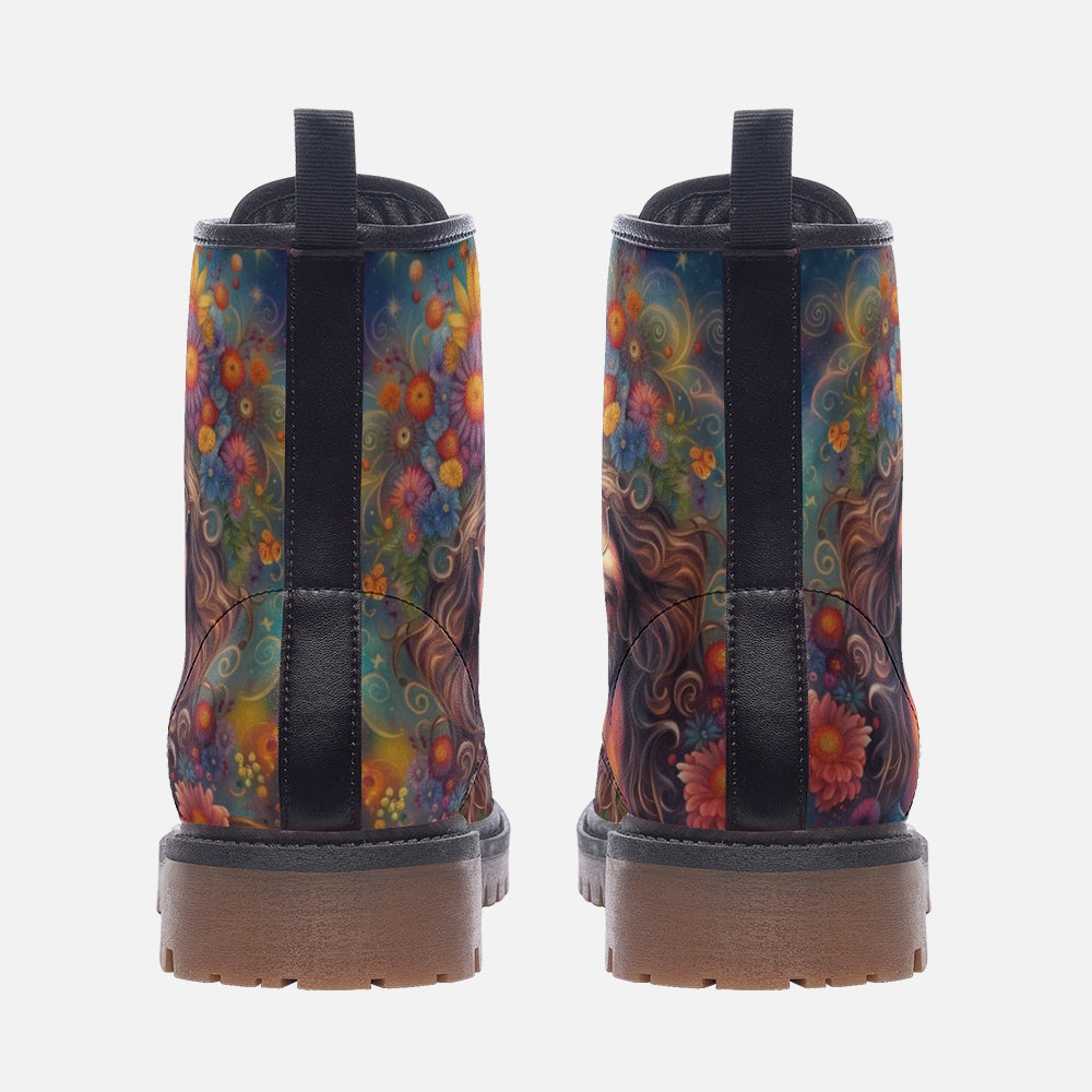Hippie Art Zone - Cheerful Hippie Guy, Bohemian Man Casual Leather Lightweight Boots For Hippies