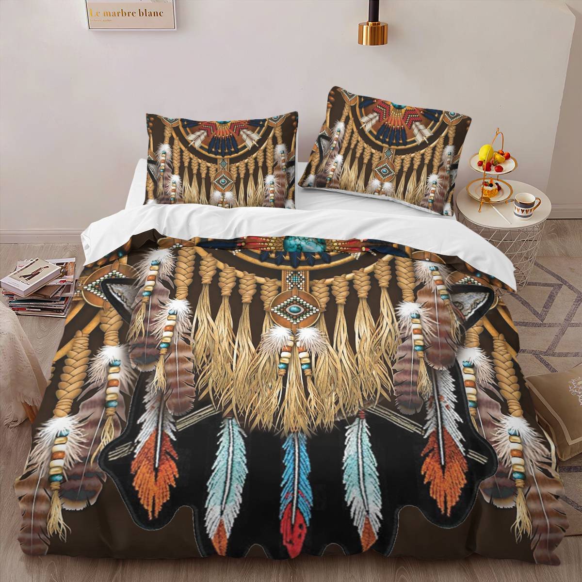 hippieartzone - Native American Bird Dreamcatcher Bedding Set