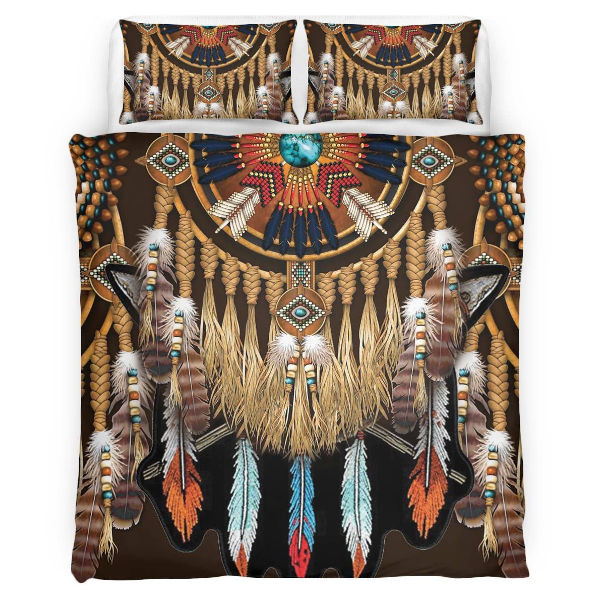 hippieartzone - Native American Bird Dreamcatcher Bedding Set