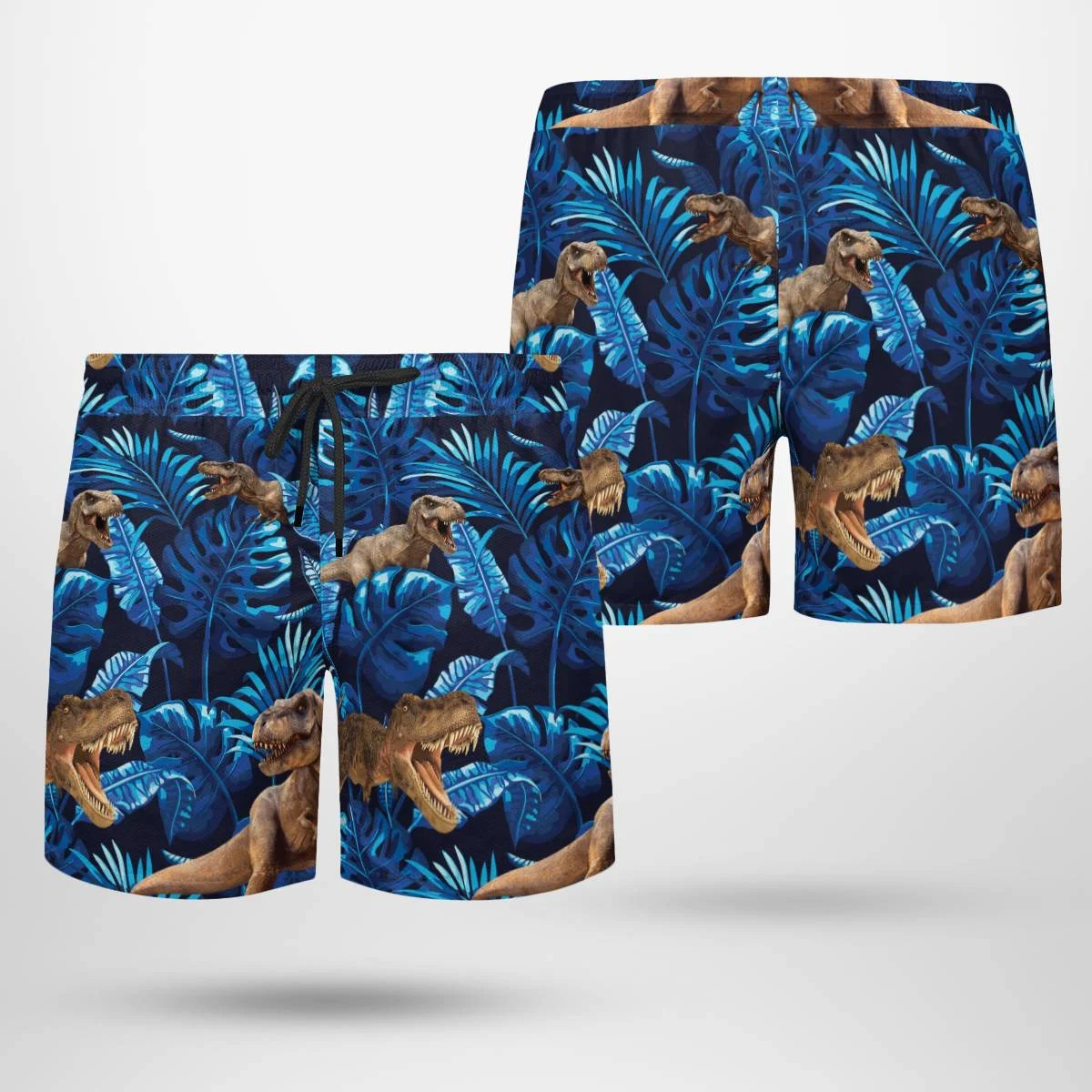 hippieartzone - BLUE DINOSAUR TROPICAL HAWAII SHIRT.