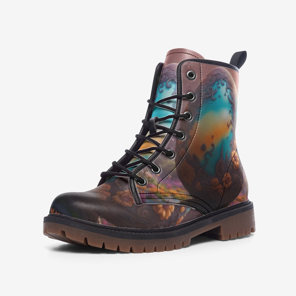 Hippie Art Zone - Easter Eggs on Leather Lightweight Boots for Hippies