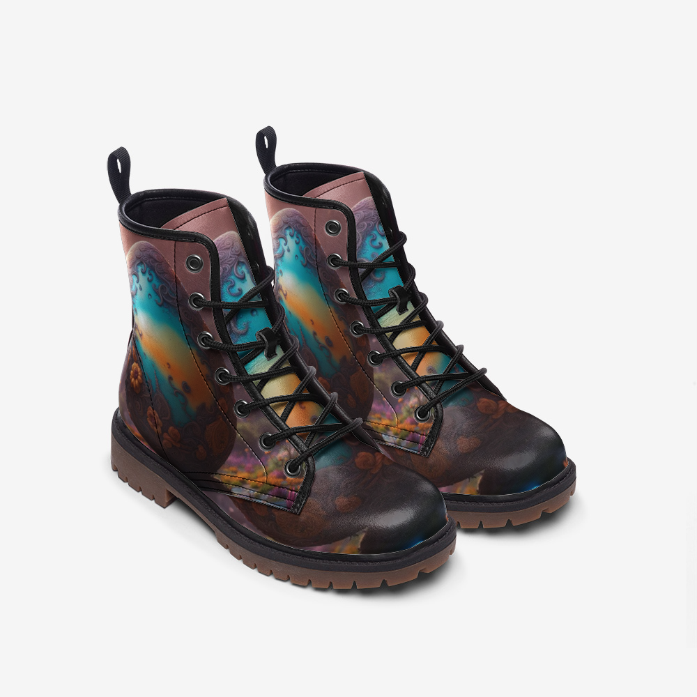 Hippie Art Zone - Easter Eggs on Leather Lightweight Boots for Hippies