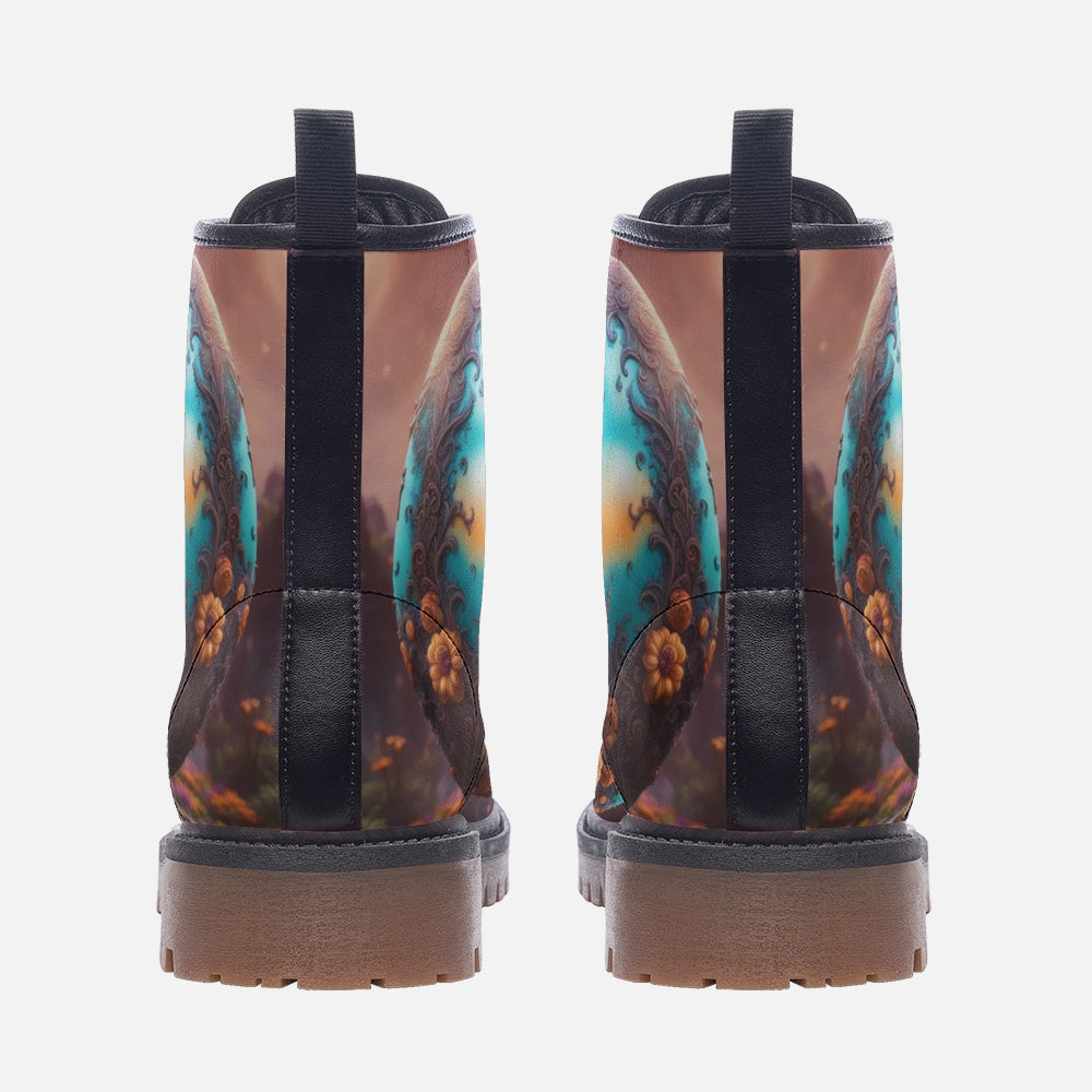 Hippie Art Zone - Easter Eggs on Leather Lightweight Boots for Hippies
