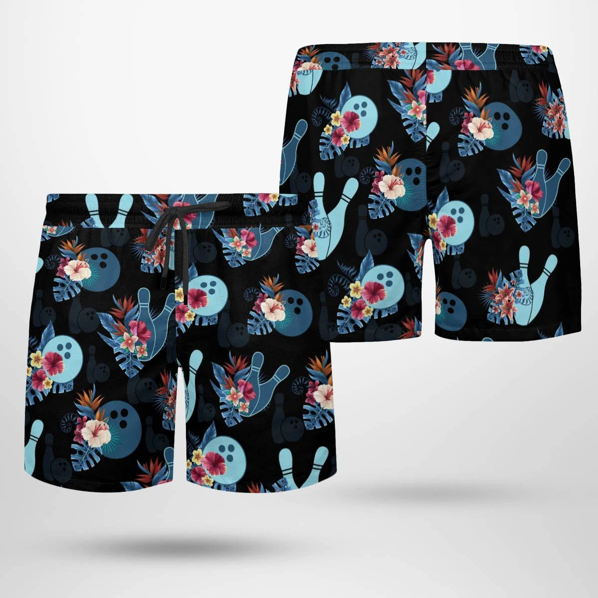 hippieartzone - BLUE BOWLING TROPICAL FLOWER HAWAII SHIRT.