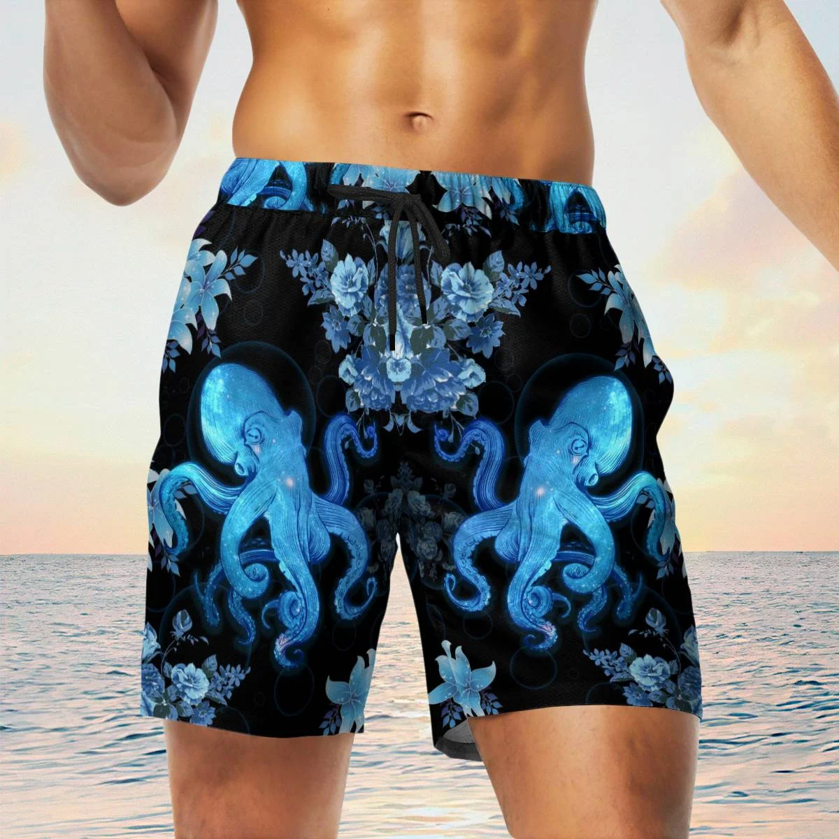 hippieartzone - BLUE OCTOPUS BEACH TROPICAL HAWAII SHIRT.