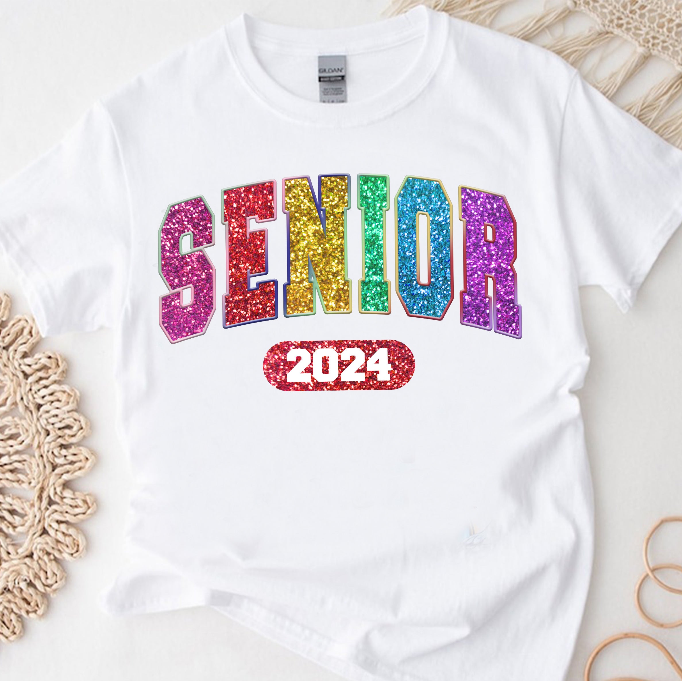 hippieartzone Tshirt - Senior 2024 Glitter Tshirt, Sweatshirt