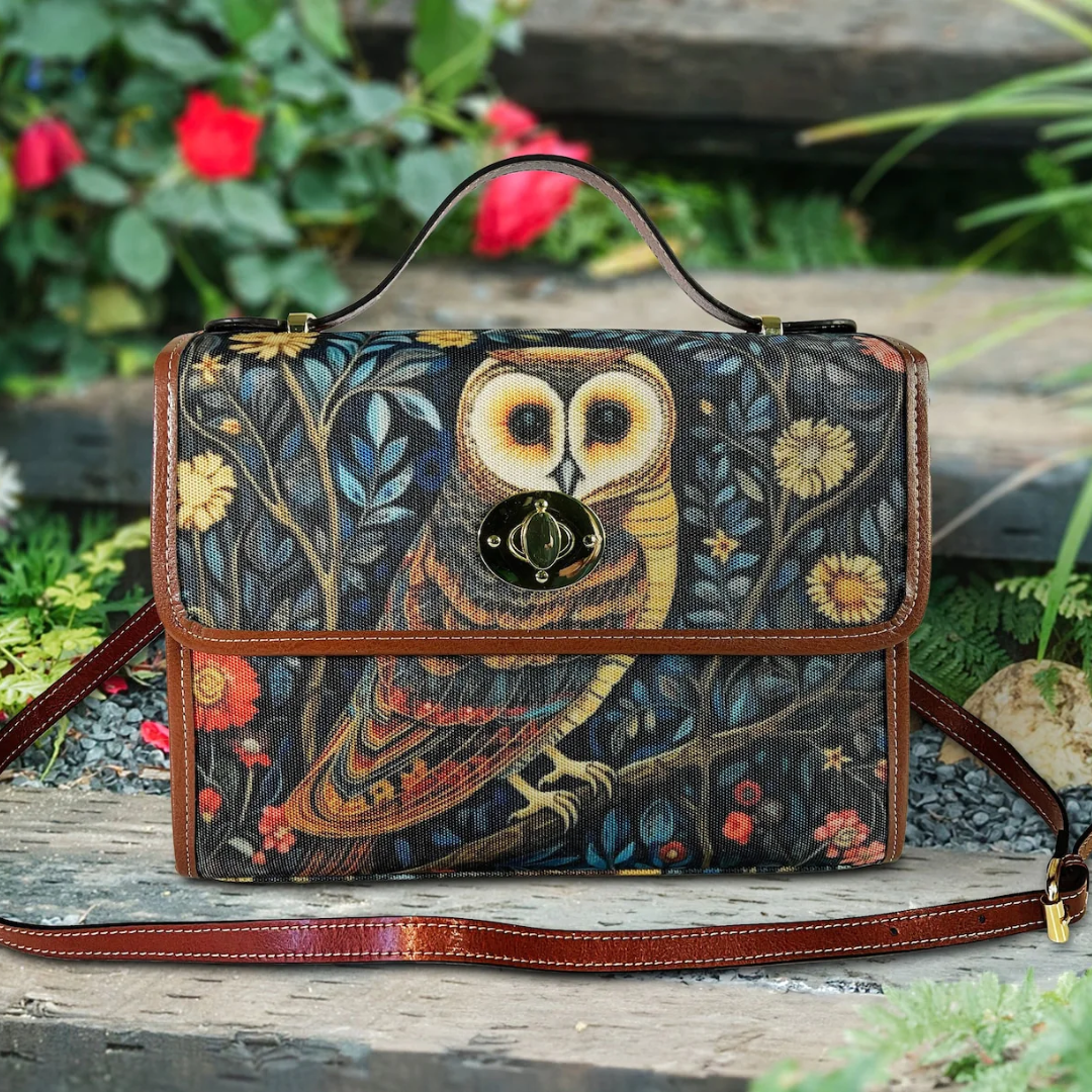 hippieartzone Bag -  Cottagecore Witchy Owl Satchel Bag.